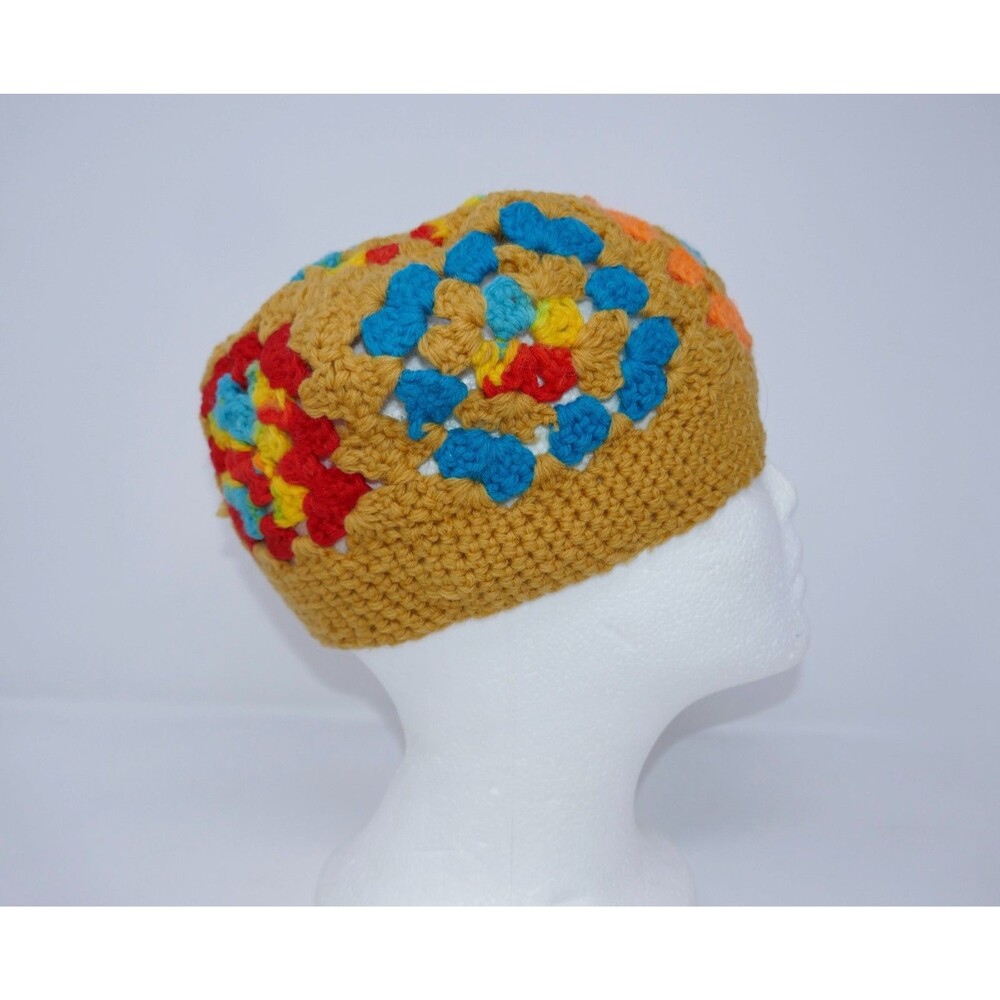 Crochet Granny Square Bucket Hat Hippie Retro Vintage Bucket Beanie